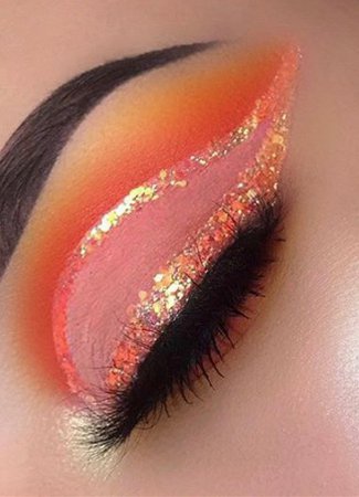 Orange Glittery Eye Makeup