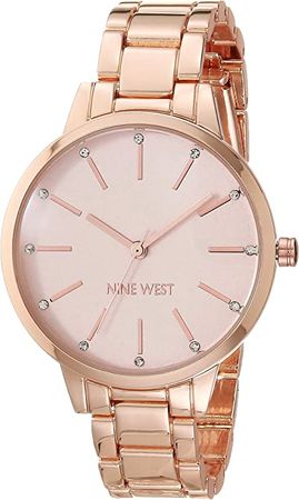 Amazon.com: Nine West Women's Japanese Quartz Dress Watch with Metal Strap, Rose Gold, 14 (Model: NW/2098PKRG) : Clothing, Shoes & Jewelry