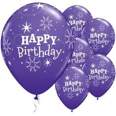 purple happy birthday balloons