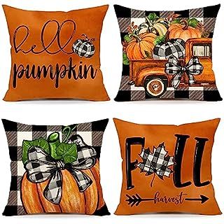 Amazon.com: Fall Pillow Covers 18x18 Set of 4 for Fall Decor Buffalo Plaid Pumpkin and Maple Leaves Outdoor Fall Pillows Decorative Throw Pillows Farmhouse Thanksgiving Decorations Autumn Cushion Case for Couch : Home & Kitchen