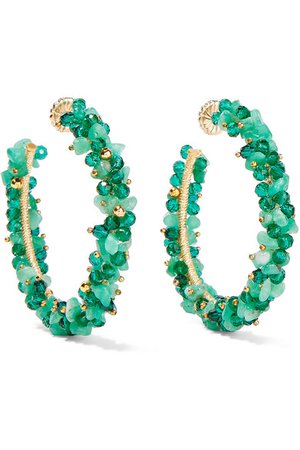 Bibi Marini | Baru gold-plated, emerald and Swarovski crystal hoop earrings | NET-A-PORTER.COM