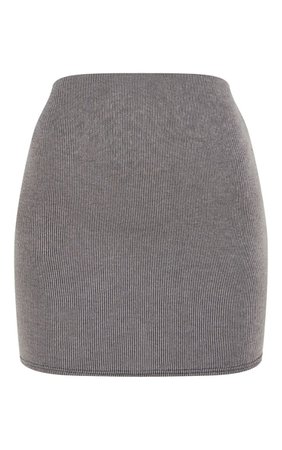 Grey Contrast Rib Mini Skirt | Skirts | PrettyLittleThing USA