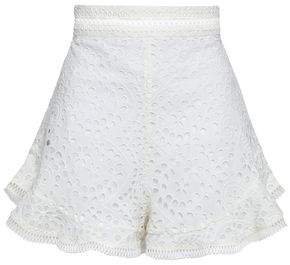 Ruffled Broderie Anglaise Cotton Shorts