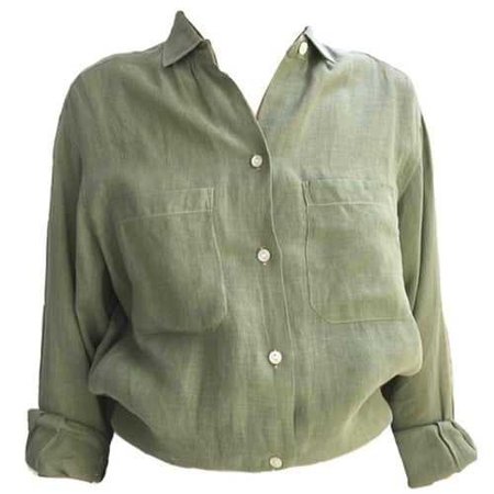 Faded Olive Green Button Up Blouse
