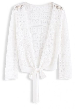 Before Sunrise Wrap Knit Cardigan in White - OUTERS - Retro, Indie and Unique Fashion