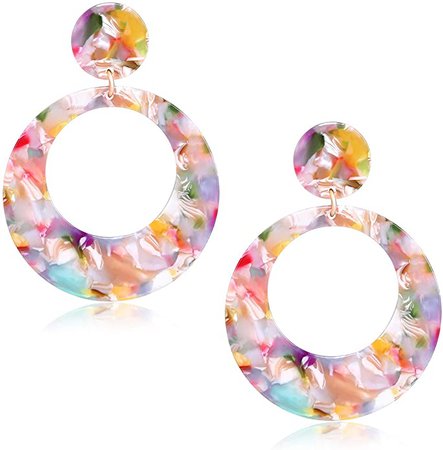 Amazon.com: MOLOCH Acrylic for Women Geometry Resin Drop Dangle Earrings Bohemia Tortoise Shell Hoop Earrings Mottled Statement Stud Earrings Fashion Jewelry (Floral): Jewelry