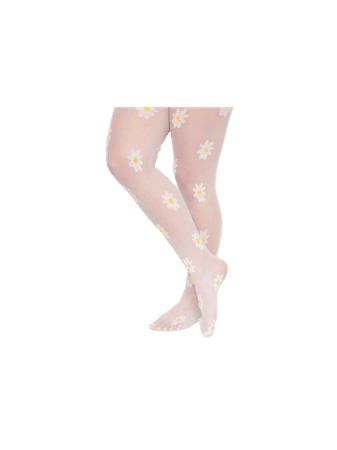 daisy white tights floral