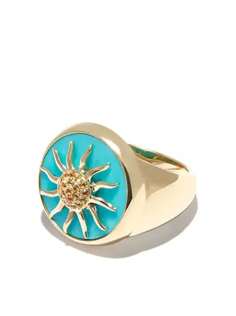 Yvonne Léon 9kt Yellow Gold Turquoise And Citrine Signet Ring - Farfetch
