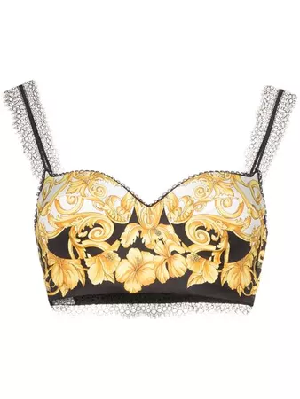 Versace Baroque print lace trim bra top - Buy Online - Large Selection of Luxury Labels