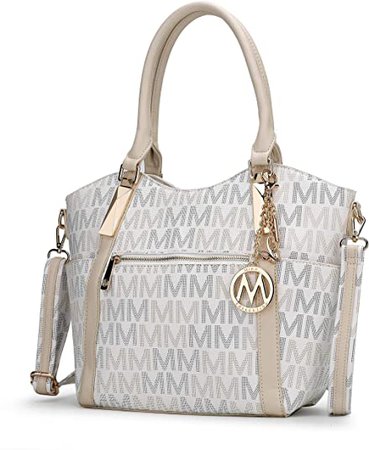 Amazon.com: MKF Shoulder Bag for Women: PU Leather Tote Satchel Handbag – Crossbody Top-Handle Purse, Ladies Fashion Pocketbook White : Clothing, Shoes & Jewelry