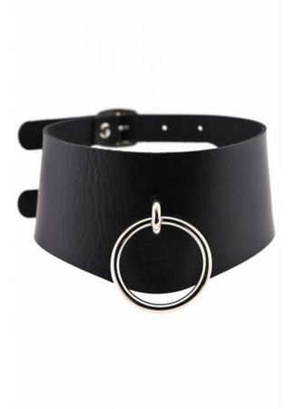 Wide Faux Leather O-Ring Choker | Attitude Clothing