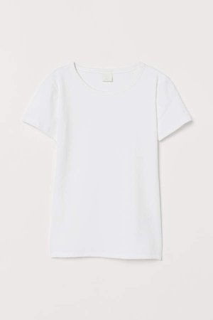 Ribbed Cotton T-shirt - White
