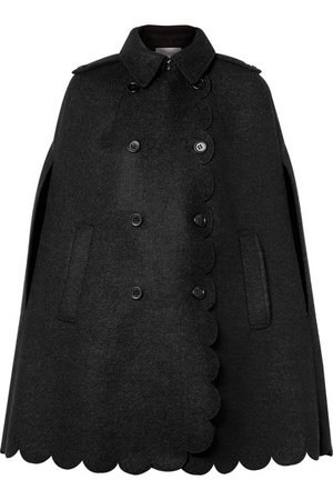 REDValentino | Double-breasted scalloped wool-blend bouclé cape | NET-A-PORTER.COM