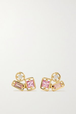 Gold 18-karat gold, sapphire and diamond earrings | Suzanne Kalan | NET-A-PORTER