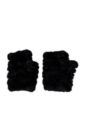 jocelyn Mandy Faux Fur Mittens in Black | REVOLVE
