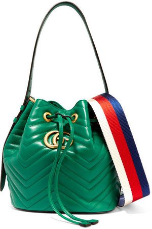 Gg Marmont Quilted Leather Bucket Bag - Green