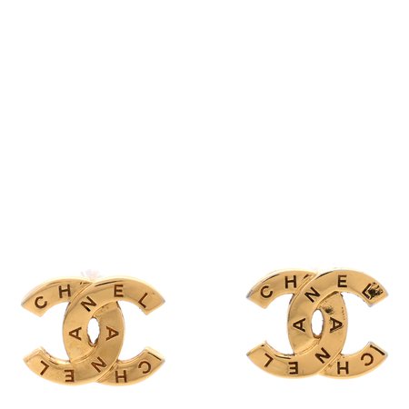 CHANEL Metal CC Paris Button Stud Earrings Gold 1001294 | FASHIONPHILE