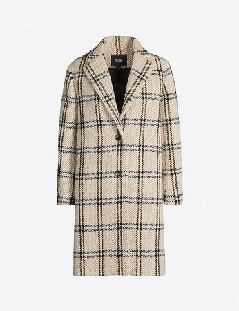MAJE - Checked print woven coat | Selfridges.com