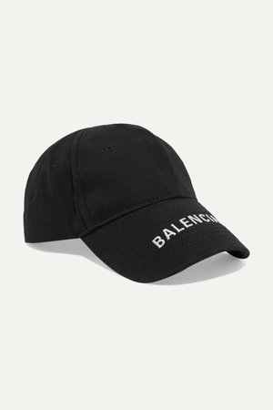 Black Embroidered cotton-twill baseball cap | Balenciaga | NET-A-PORTER