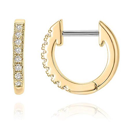 Amazon.com: PAVOI 14K Yellow Gold Plated Post Cubic Zirconia Cuff Earring Huggie Stud: Jewelry