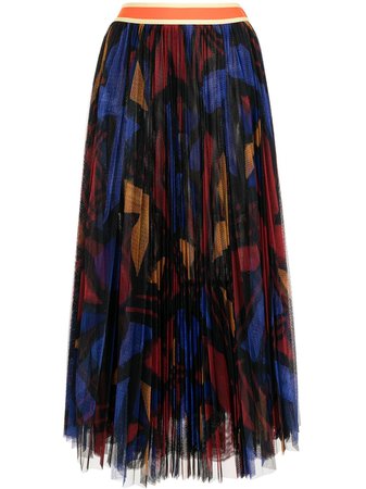 Shop Stella Jean abstract-print pleated skirt with Express Delivery - FARFETCH