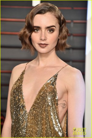 Lily Collins With a 1920s Hairstyle