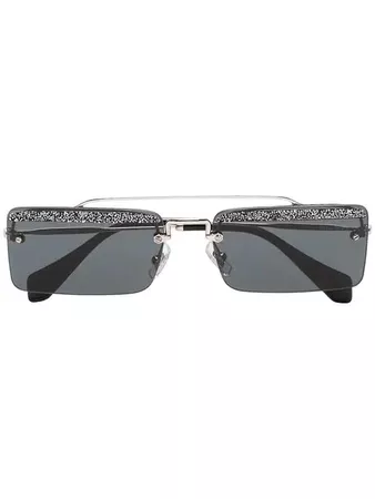 Miu Miu Eyewear black square tinted gem embellished sunglasses £235 - Buy Online - Mobile Friendly, Fast Delivery