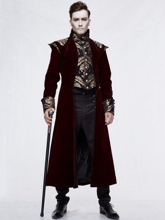 Devil Fashion Red Vintage Gothic Victorian Masquerade Long Tail Coat for Men - DarkinCloset.com