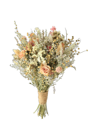 Pink Dream Peach Dried Flowers Bouquet / Preserved Daisy Rose Flowers Bouquet / Wedding Bridal bouquet / Preserved silver grey herbs Natural