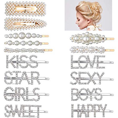 Amazon.com : 15 Pieces Words Letters Hair Clips Rhinestones Words Hair Pins Letters Bobby Pins Words Hair Clips Barrette Hair Accessories for Women Girls (Words) : Beauty