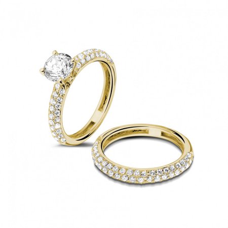 Solitaire ring with 1.00 carat diamonds in yellow gold - BAUNAT
