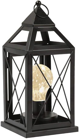 Circleware Lantern Metal Cage Style Desk, Table, or Hanging Lamp - Cordless Accent Light with LED Bulb - 10.25" High, Table Lamps - Amazon Canada