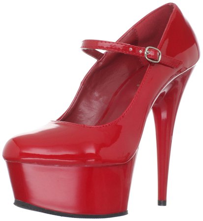 (Red Patent) Pleaser women's Delight-687/r/m platform pump shoes court,pleaser heels size chart,popular, pleaser bejeweled 701 Cheapest