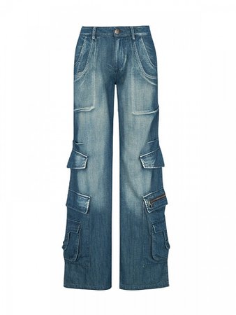 Multi Pockets Design Wash Denim Jeans | Devilinspired