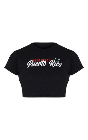 Black Puerto Rico Babydoll Printed T Shirt | PrettyLittleThing USA