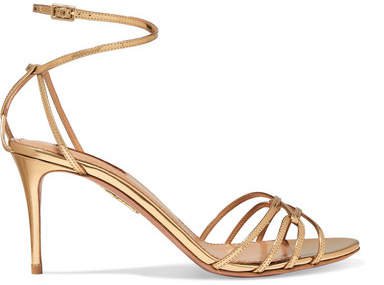 First Kiss Metallic Leather Sandals - Gold