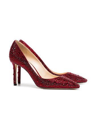 Jimmy Choo red romy 85 crystal pumps $2,850 - Shop AW18 Online - Fast Delivery, Price