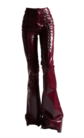 lace up leather pants burgundy