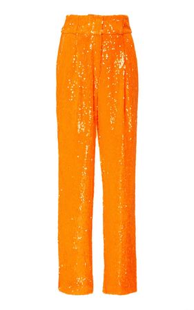 Sally LaPointe Sequin-Embellished High Waist Trousers Size: 2