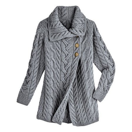 Aran Woolen Mill Women's Merino Wool Sweater Jacket - Wrap Front Shawl Collar - Overstock - 28821071