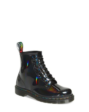 Dr. Martens 1460 Rainbow Patent Boot in Black - Lyst