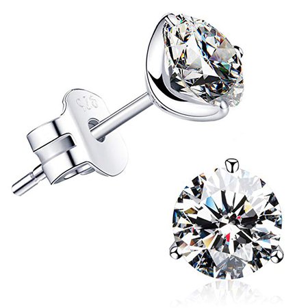 "STUNNING FLAME" 18K Gold Plated Silver Brilliant Cut Simulated Diamond CZ Stud Earrings