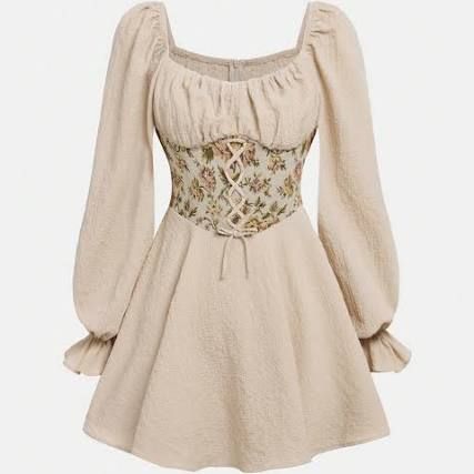 beige corset dress