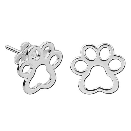 Amazon.com: Sterling Silver Paw Print Stud Earrings: Jewelry
