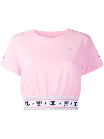 Chiara Feragnni x Champion Pink cropped tshirt