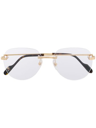 Cartier Eyewear Première de Cartier aviator-frame glasses white & gold CT0252O - Farfetch