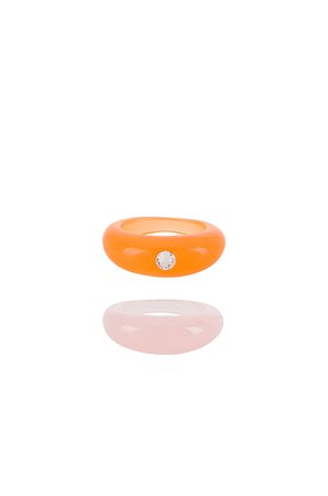 Ettika Resin Ring Set in Pink & Orange | REVOLVE