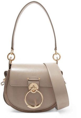 Tess Small Leather And Suede Shoulder Bag - Gray