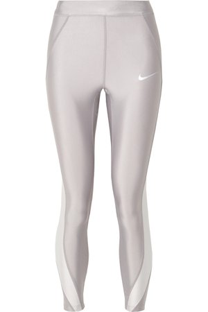 Nike | Speed cropped paneled metallic Dri-FIT stretch leggings | NET-A-PORTER.COM