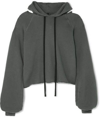 Unravel Project - Distressed Cotton And Cashmere-blend Hoodie - Gray